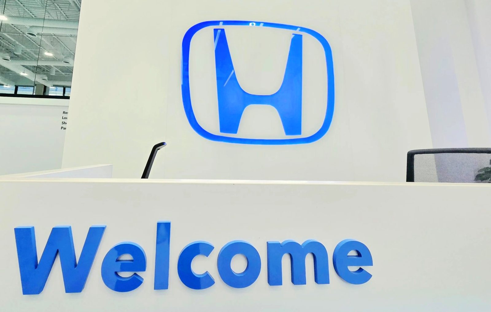Welcome desk with the Honda emblem